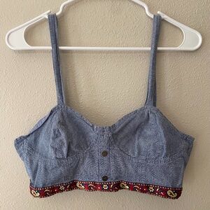 100% Cotton Sweetheart Neckline Strappy Crop Top Sz 14